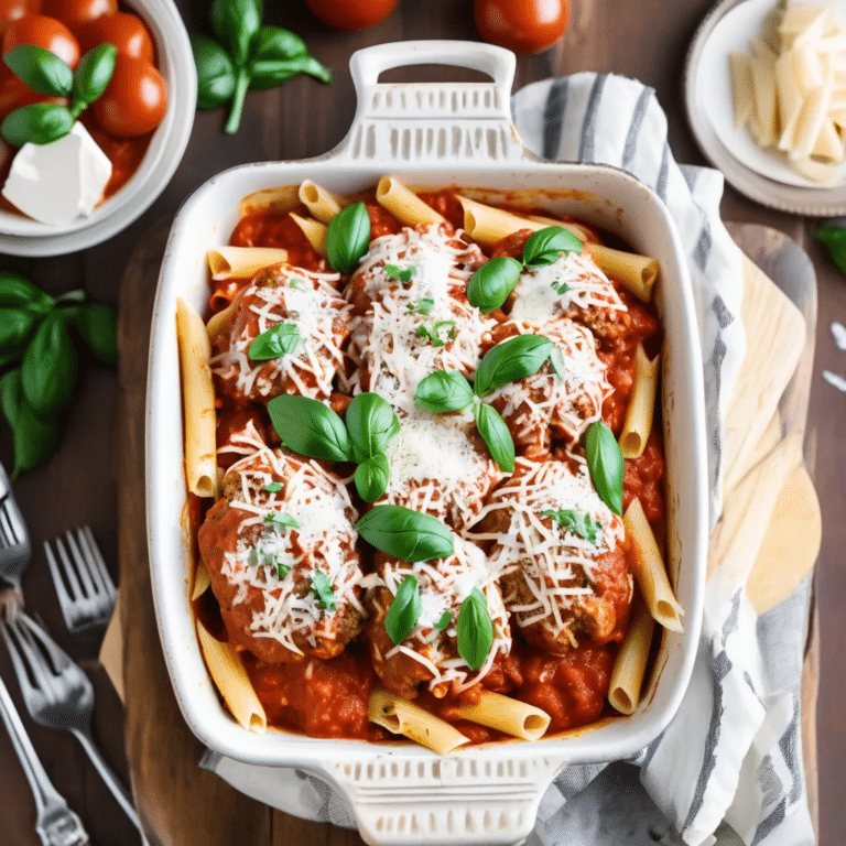 Three-Cheese Meatball Mostaccioli