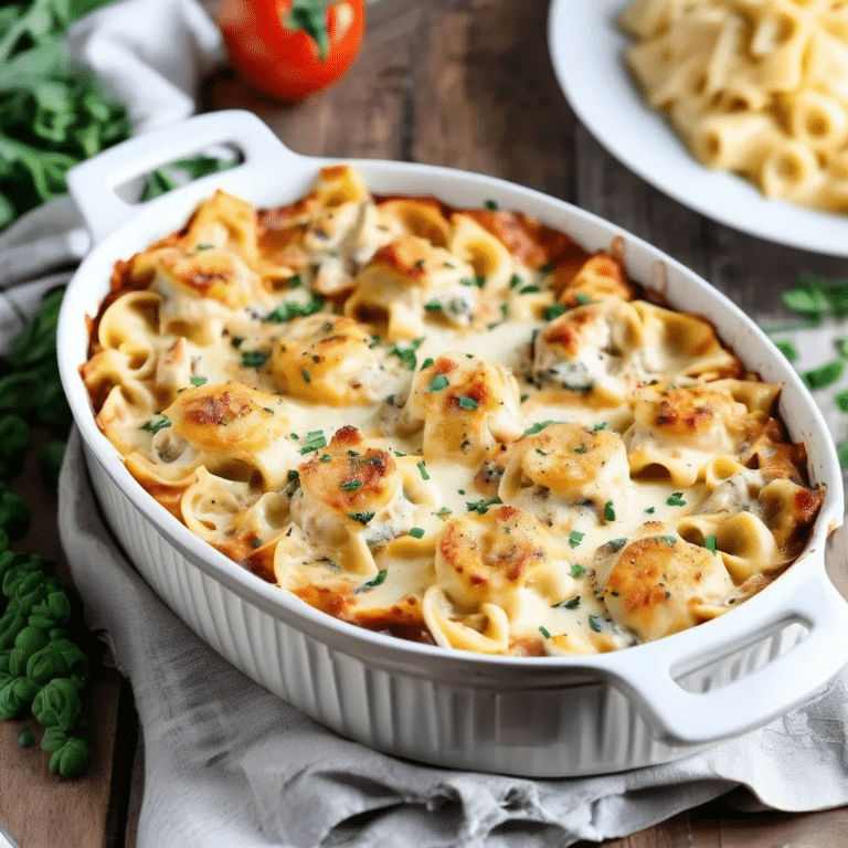 Warm Chicken Tortellini Au Gratin