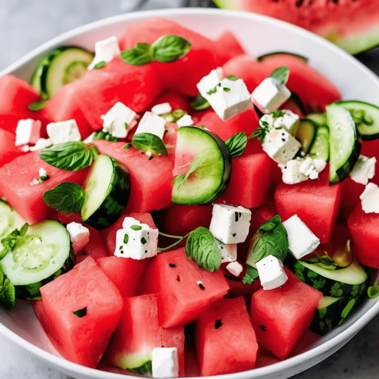 Watermelon, Cucumber And Feta Salad
